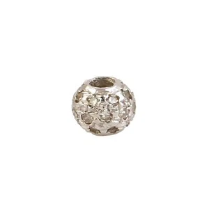 Fornituras redondas de diamantes con cuentas pavé de 0,11 quilates de oro blanco de 14 k - Imagen 1 de 5