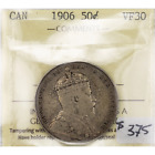 Pièce d'argent Canada 1906 de 50 cents demi-dollar - ICCS VF-30