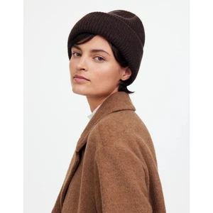 Madewell Wool -Blend Knit Beanie Women's OSFM Heather Dark Carob Brown Outdoor - Picture 1 of 8