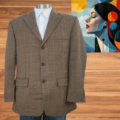 Haggar Brown 41R Houndstooth Plaid -Button Blazer Jacket Men's  - Image 1 of 4
