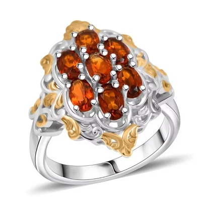 Brazilian Cherry Citrine 1.50ctw Blooming Sz6 Ring 18K Vermeil YG & Silver 925 - Image 1 of 4