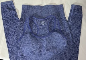 Meliert blau Racerback Athletik Fitness Tank Top & Leggings Set Damen Small - Bild 1 von 2