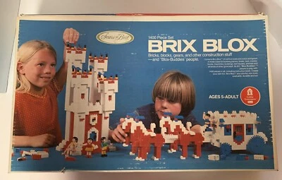 VIntage Sears BRIX BLOX Bricks Blocks 1400 Piece Set Red White Blue Cogs - Image 1 of 4