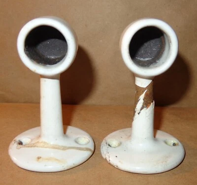 2 винтажных антикварных белых фарфоровых чугунных держателя для туалетной бумаги настенные светильники - Изображение 1 из 4