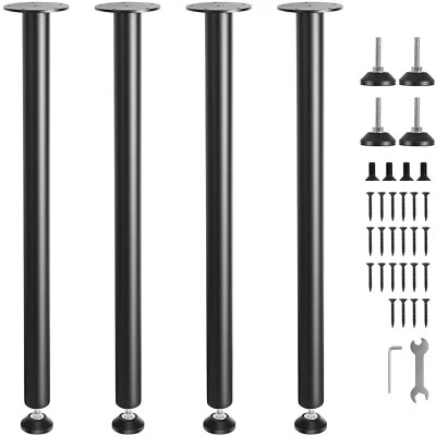 VEVOR 762MM Solid Steel Adjustable Desk Legs Office Table Furniture 4 PCS Black - Image 1 of 4