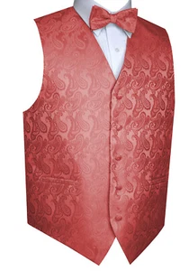 Men's Paisley Formal Tuxedo Vest, Bow-Tie, Hankie Wedding Prom Cruise Homecoming - Picture 1 of 77