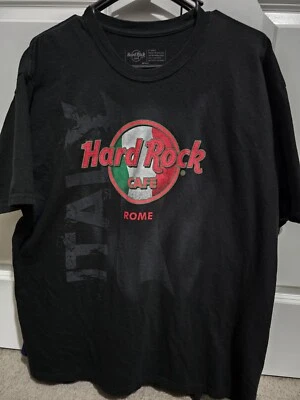 Hard Rock Cafe XL T-Shirt Rome Italy Graphic Tee Black Red Green Cotton Foto 1 de 4