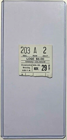 WWWF BRUNO SAMMARTINO v STAN HANSEN ticket stub wrestling wwf 1976 BRUISER BRODY Cover