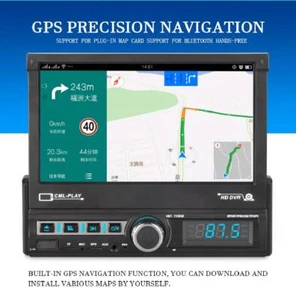 7" Single 1 DIN Flip out Touch Screen Car Stereo Radio Bluetooth GPS MP5 Player - Picture 1 of 13