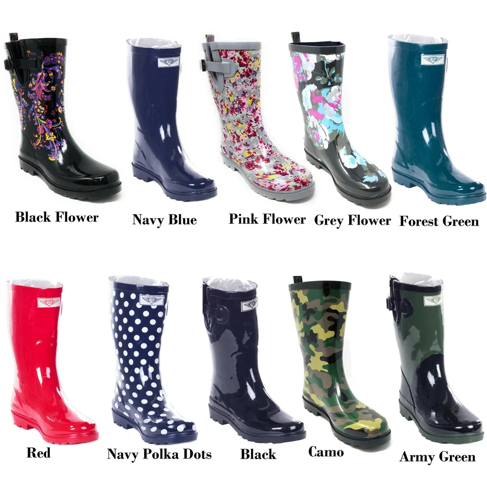 Женские резиновые дождевые сапоги до середины икры 11 футов водонепроницаемые ботинки размер 6–11. НОВЫЙ - Изображение 1 из 1