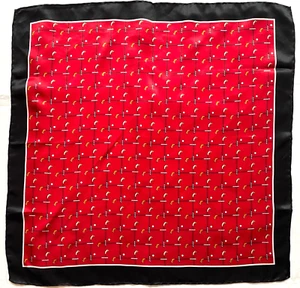 ⛳ Golf Silk Pocket Scarf – 20" Red Black PUTTERS & BALLS Novelty Classic Satin - Picture 1 of 5