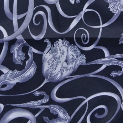 Combo cuadrado de bolsillo Ascot Cravat satinado floral púrpura blanco mezcla de seda Foto 1 de 4