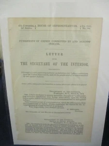 Government Report 1874 United States Jurisdiction over Indian Reservations - Imagen 1 de 1
