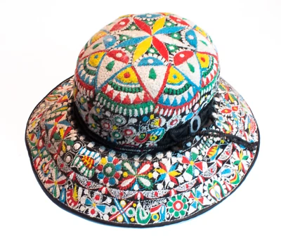 Sombrero peruano vintage bordado multicolor para mujer Foto 1 de 4