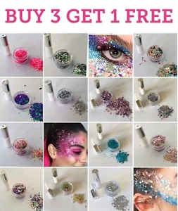FESTIVAL CHUNKY GLITTER MIX + BODY GLUE KIT FACE DANCE EYES LIPS HAIR ADHESIVE - Picture 1 of 23
