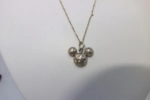 STERLINGSILBER CZ VERKRUSTET MICKEY MOUSE KOPF DISNEY ANHÄNGER HALSKETTE 17" Kette - Bild 1 von 7