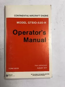 Continental Model GTSIO-520-H Operator's Manual 1977 Original - Picture 1 of 12