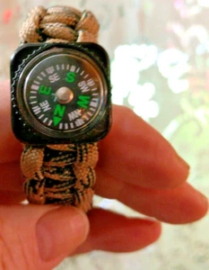 Compass Paracord bracelet weaved camo Survival plastic side release Buckle - Picture 1 of 3