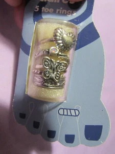 NEW/pkg CLAIRE's BOUTIQUE set of 5 silvertone toe rings - Picture 1 of 4