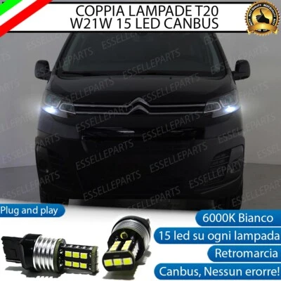 COPPIA LUCI DIURNE DRL 15 LED T20 CANBUS CITROEN JUMPY 6000K BIANCO NO AVARIA - Immagine 1 di 4