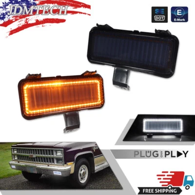 Fit For Silverado 1981/82 Chevy C10 GMC Smoke Switchback LED Signal Lights Lamps - Image 1 of 4