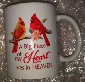 "A Big Piece of My Heart Lives In Heaven" Remembrance Coffee Cup Mug - Picture 1 of 1