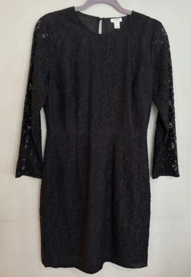 J. Vestido recto de encaje floral Crew para mujer talla 6 negro totalmente forrado nuevo con etiquetas Foto 1 de 4