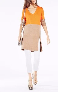 NEW BCBG MAXAZRIA MACKI COLOR BLOCKED TUNIC SWEATER FTK1V342/B726A SZ M - Picture 1 of 4