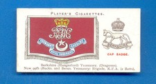DRUM BANNERS & CAP BADGES.No.39.BERKSHIRE YEOMANRY.PLAYERS CIGARETTE CARD 1924