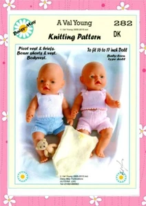 1 DOLLS KNITTING PATTERN * 282 for 16"/17"doll /Baby born type doll by Val Young - Picture 1 of 1