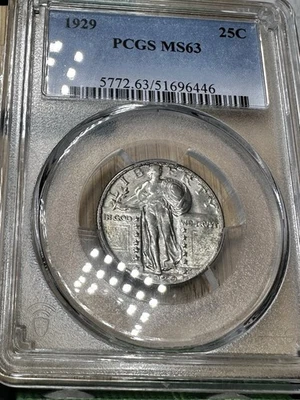 1929 Standing Liberty Silver Quarter Dollar 25C PCGS MS63 Bright Lustrous   5293 - Image 1 of 4