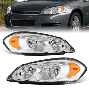 For Chevy 2006-13 Impala 2006-07 Monte Carlo Chrome Amber Corner Headlights Pair - Picture 1 of 20