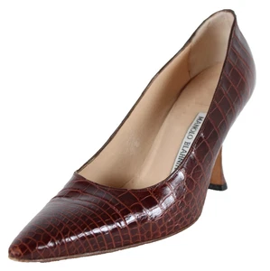 Zapatos de salón MANOLO BLAHNIK marrón caoba piel de cocodrilo punta 38 - Imagen 1 de 9