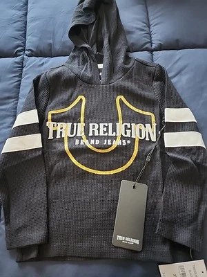 True Religion черный повседневный открытый толстовка с капюшоном футболка с длинным рукавом Tr533lk493 4T - Изображение 1 из 4