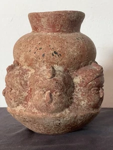 Keramikgefäß im präkolumbischen Stil mit sechs hervorstehenden Gesichtern - Bild 1 von 13