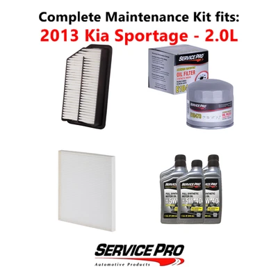 2013 Kia Sportage 2.0L Complete Air, Oil & Cabin Filter Kit (5W-40) - Image 1 of 4