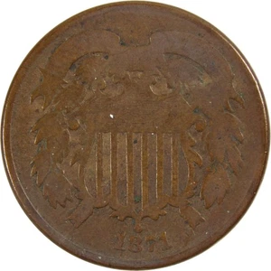 1871 Two Cent Piece G Good 2c Coin SKU:I8135 - Picture 1 of 4