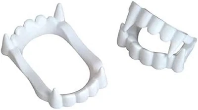 Pack de 2 colmillos de vampiro de Halloween | Accesorios de disfraz de dientes de plástico Foto 1 de 4