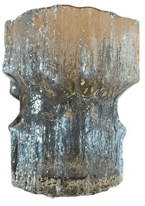 Jarrón de vidrio IITTALA Tapio Aktivkala Finlandia texturizado 8” BLOQUE DE HIELO firmado de colección - Imagen 1 de 5