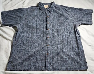 LL Bean Mens Short Sleeve Batik Hawaiian Print Camp Shirt Color Blue Size XL - Picture 1 of 18