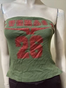 Camicetta donna verde bosco cotone estiva aperta elasticizzata slim glitter taglia S - Foto 1 di 18