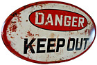 Nostalgie Blechschild Wandbild Danger Keep Out 56x34c Haus Garten Oval Retro Neu
