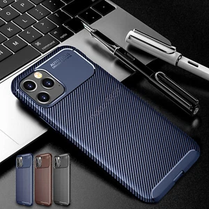 AU Carbon Fiber Slim Silicone Case Cover For iPhone 13Pro Max Mini Plus XR XS - Picture 1 of 23