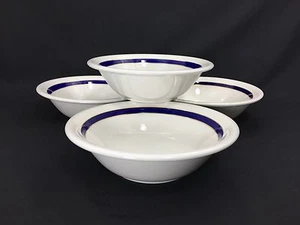 Villeroy & Boch Corpo Soup Cereal Salad Bowls Cobalt Blue Gold Bands Set of 4 #4 - Picture 1 of 9