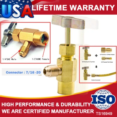 PRECISION AUTO LABS Self-Sealing Can AC A/C Tap Valve Recharge Hose Freon Adapter Tool Cans Car Auto