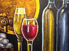 Aquarelle peinture tonneau de vin bouteille en verre boisson alcool raisins art ACEO