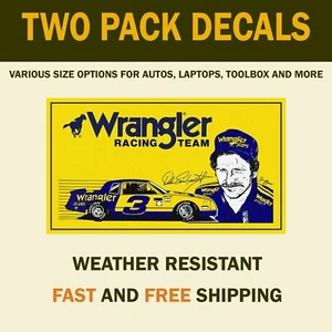 Vintage Style Dale Earnhardt Number 3 Wrangler NASCAR Decal Sticker 2 Pack - Picture 1 of 1