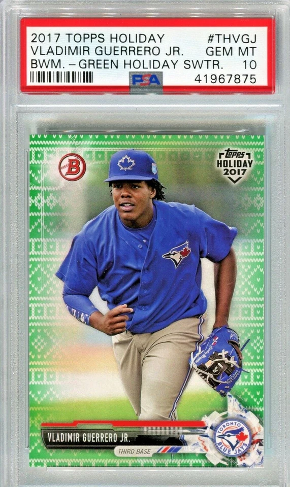 Suéter Vladimir Guerrero Jr 2017 Topps Holiday Bowman #/99 novato PSA 10 Foto 1 de 1