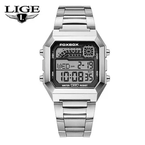 LIGE Men Watch Stainless Steel LED Digital Luminous Date Waterproof Wristwatch - Picture 1 of 14