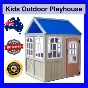 Cooper Kids Outdoor Wooden Playhouse Cubby House Pretend Play Tent Fun Game AUS - Picture 1 of 8